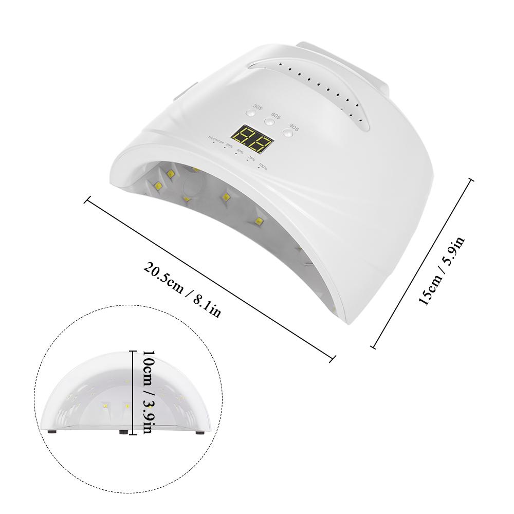 48W LED UV Cordless Nail Lamp Rechargble Nail Gel Dryer NaMachine LED Nail Lamp Fingernails Toenails Curing Equipment Nail Art Tool