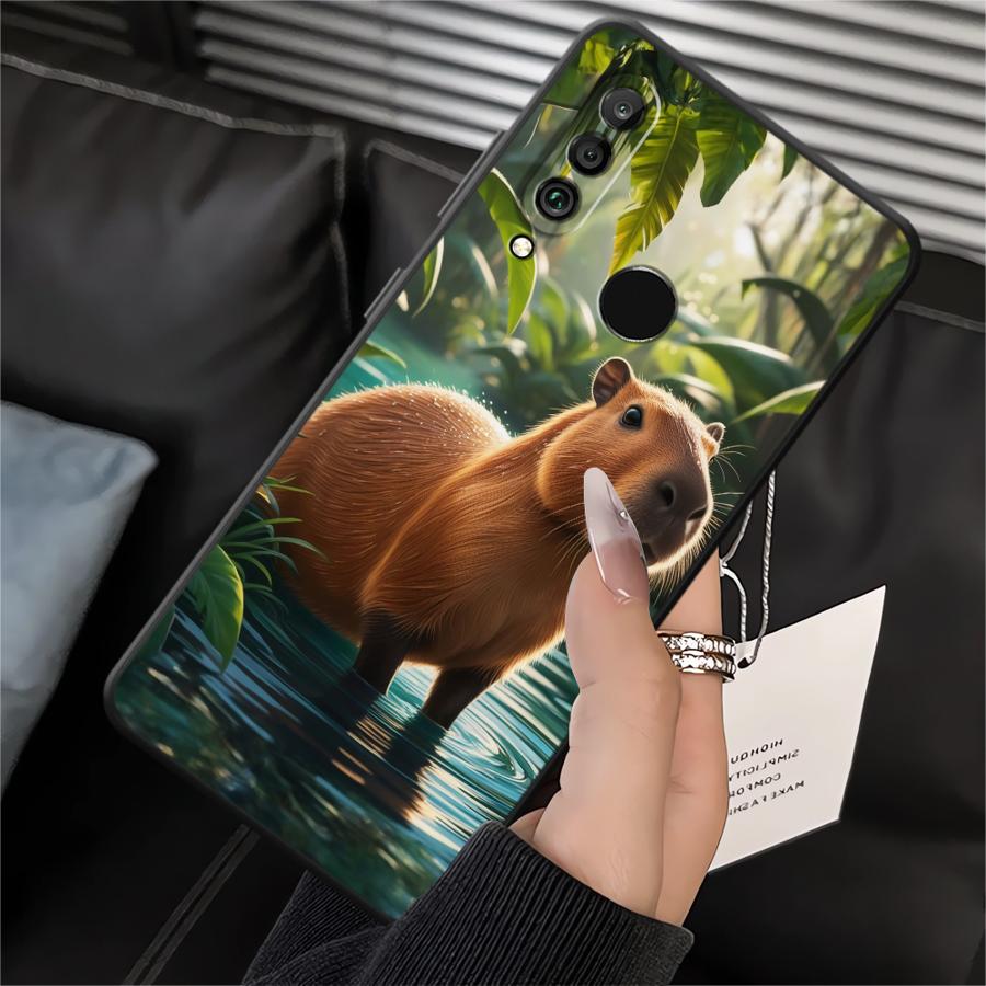 Black Soft Shell Phone Case for Huawei P20 P40 Lite P Smart 2019 P20 Lite 2018 P30 P20 Pro Cute Capybara