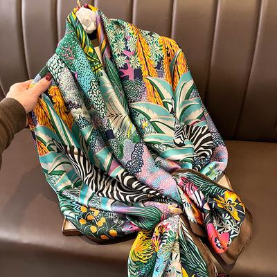 Design Scialle di Seta Satinata Hijab Sciarpa Moda Donna Estivo Protezione Solare Stola da Spiaggia Avvolgente Bufanda Fazzoletto da Testa Femminile Echarpe Nuovo