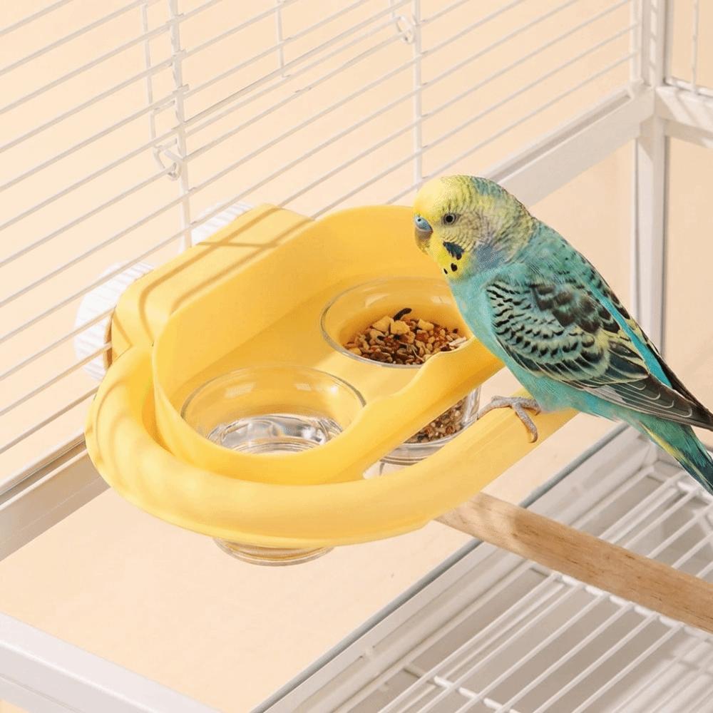 Stain-Resistant Bird Water Food Bowl Splash-Proof Bird Cage Bowl 2 in 1 Parrot Feeder  Bird Cage