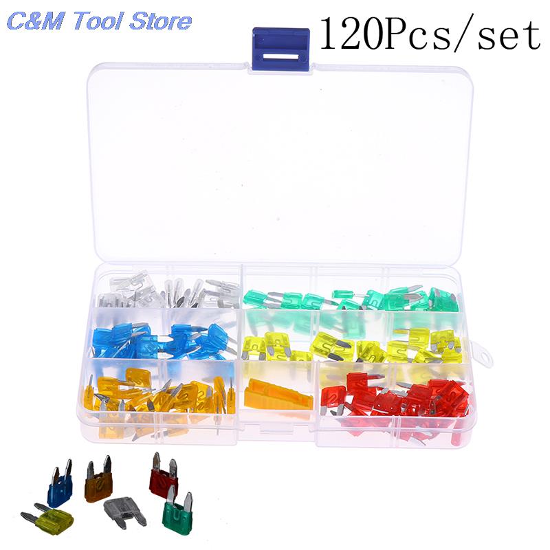 100pcs/120pcs Mini Blade Fuse Assortment Set Auto Car Motorcycle SUV FUSES Kit CN3 5 Amp 10 Amp 15 Amp 20 Amp 25 Amp 30 Amp
