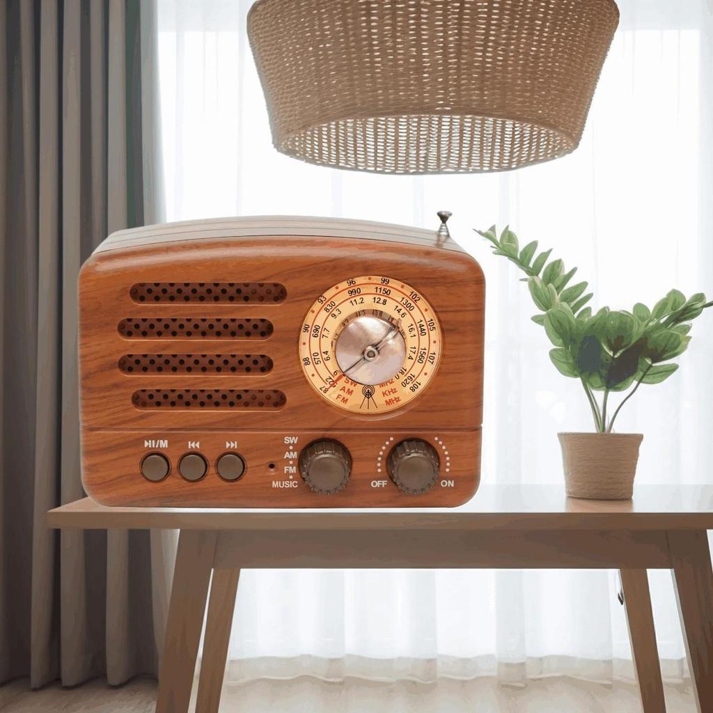 Klassisches Retro UKW AM Radio Desktop-Empfänger Wiederaufladbar Tragbar MP3-Radios Stereo 3W Bluetooth-Lautsprecher AUX USB
