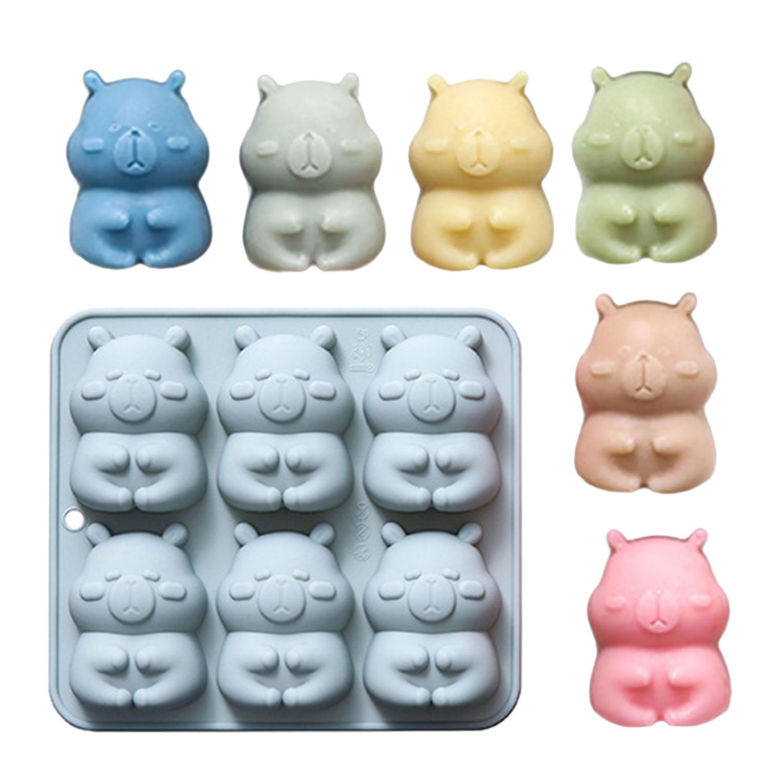 

6-гнездовая большая форма для муссового торта в виде капибары, пищевой силикон, форма для выпечки десертов из шоколада, семейная кухонная утварь для сбора синий