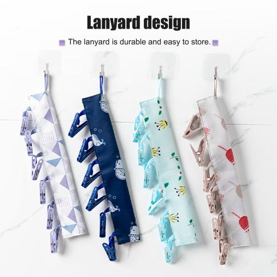 Clothes Socks Hanger with 6 Clips Strong Load-bearing Fastener Tape