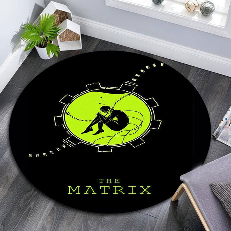 Matrix Pattern Round rug,Carpet Rug for Living Room Bedroom Playroom ,Non-slip Floor Mat,Holiday Gifts and Birthday Gifts.