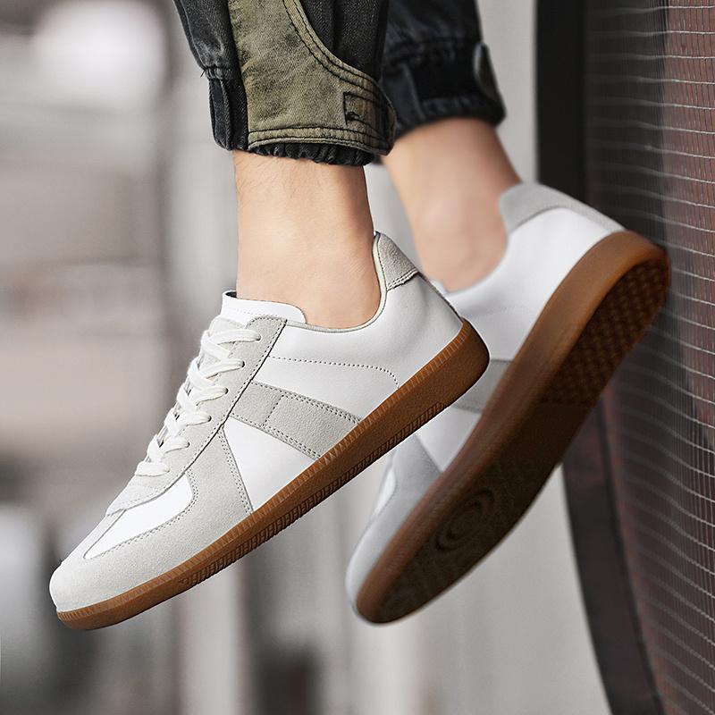Fashion Leisure Walk Tenis Masculino Trainers Fashion Leather Men's Casual Shoes Lace Up  Simple Vulcanize Shoes Outdoor Male Sneakers