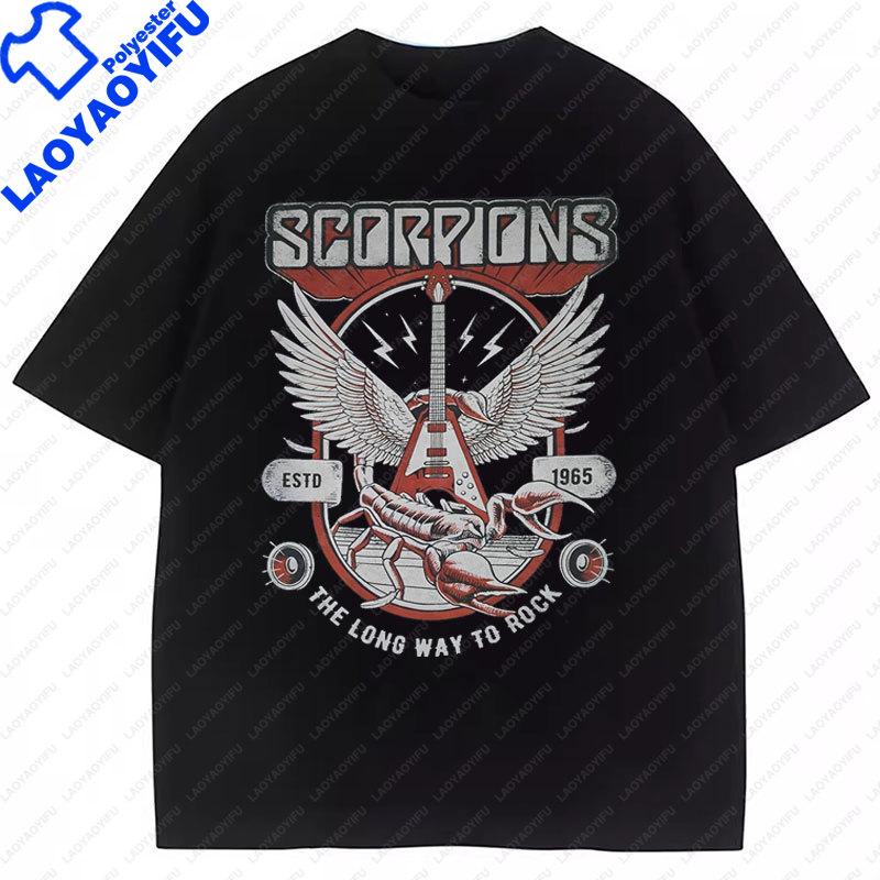 T-shirt Scorpions Forever Classic Maglietta da Banda Rock Unisex T-shirt in Poliestere Top Manica Corta Girocollo Idea Regalo Abbigliamento