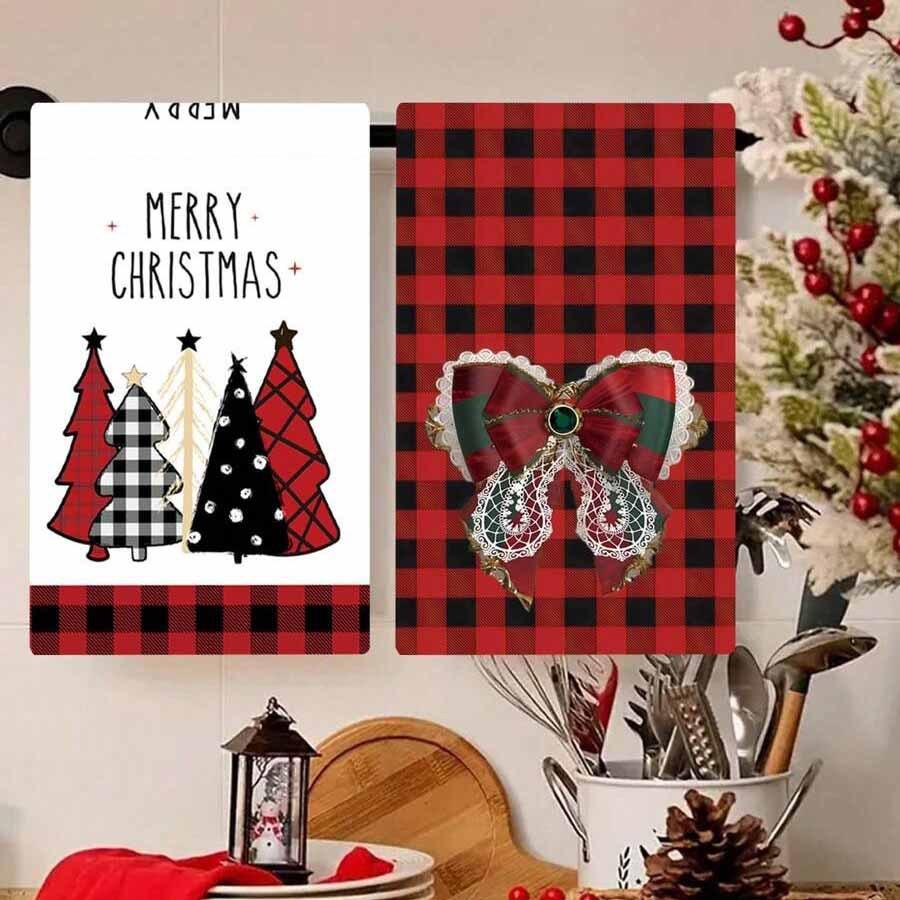 1pc/2pc/4pc/pack Christmas Scrub Sponge Creative Kitchen Dish Cloth Festive Cleaning Decor for Home & Table Kitchen Dish Towel Xmas Cleaning Supplies