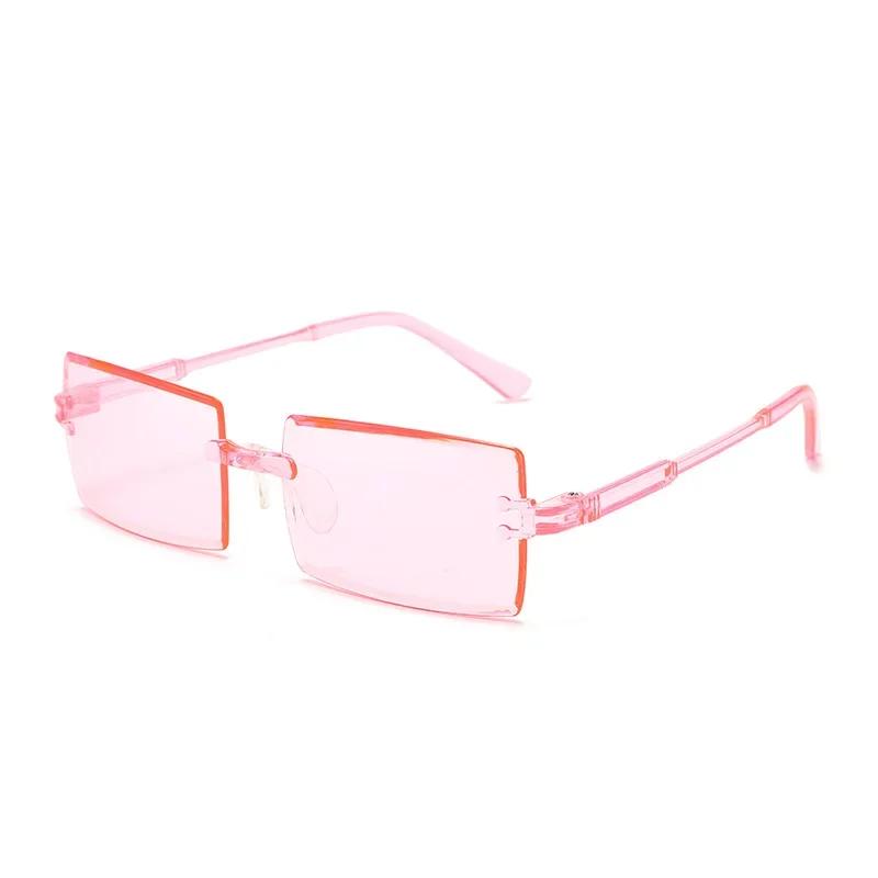 Ultralight Vintage Sunglasses for Women Men Square Rimless Outdoor Sunshades Gradient Candy Color Travel Sun Glasses for Female