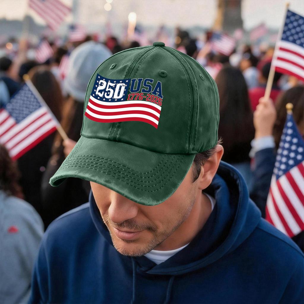 Men's and Women's Matching American 250th Anniversary Anniversary Embroidered Vintage Washed Baseball Cap