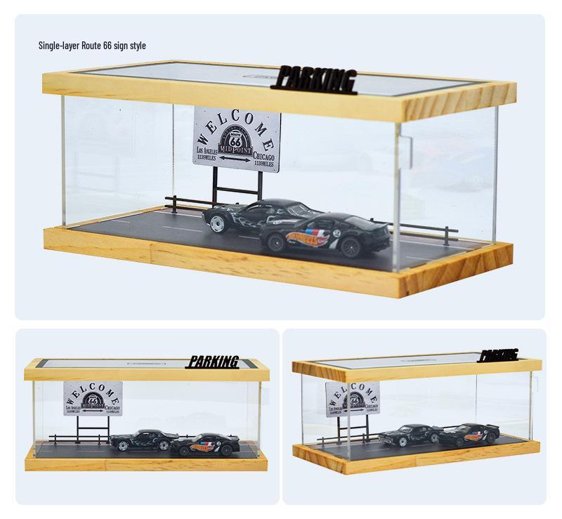 1:64 Scale Toy Car Storage and Display Box for Pop Mart Parking Lot Model Scene