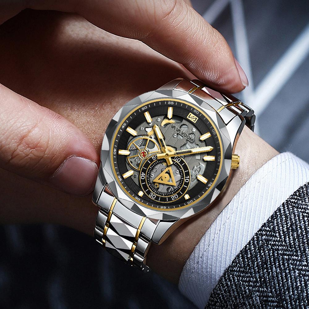 Stainless Steel Strap Men'S Wristwatch Business Quartz Hollow Waterproof Watch