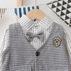 2024 Spring & Autumn Baby Boy Houndstooth Suit: Vest, Long Sleeve Shirt, and Pants