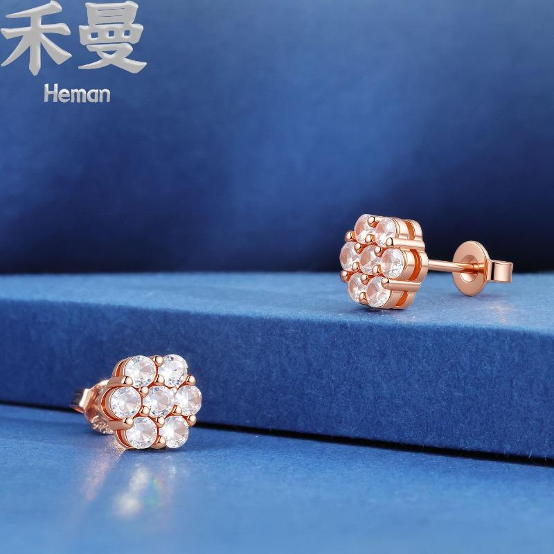 Round Hip-hop Stud Earrings Set with Zircon Do Not Fade Personalized Style Jewelry