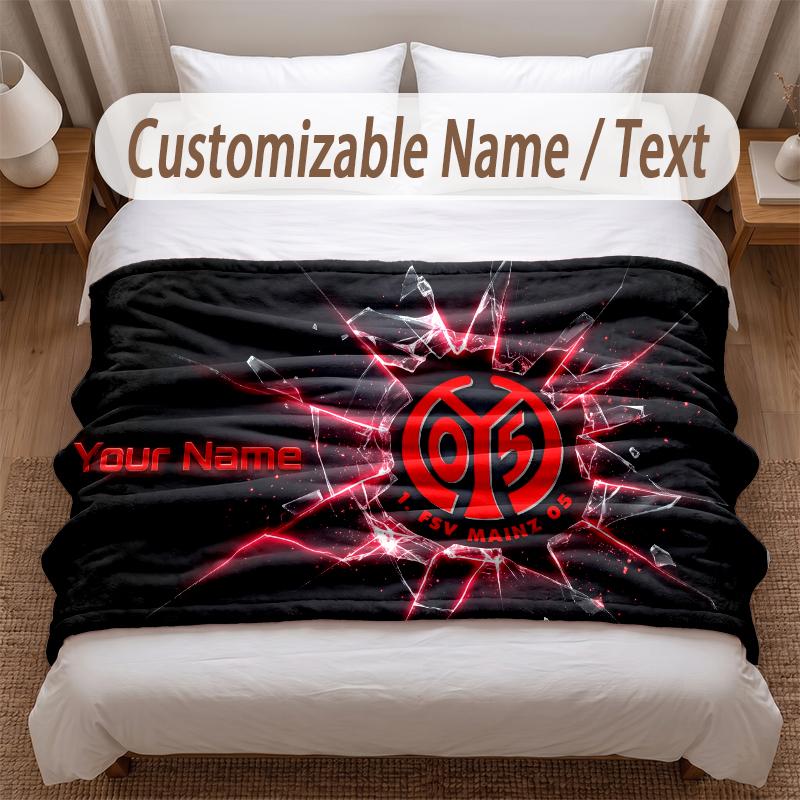 Mainz 05 Printed Flannel Blanket Custom Name Text Soft Warm Throw For Bedroom Holiday Gift