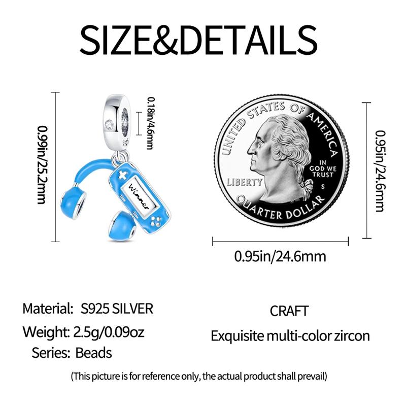 Charms Original Copper Blue Headphones Game Console Beads Fit Bracelet Diy Fine Gift Women Delicate Jewelry Accesso