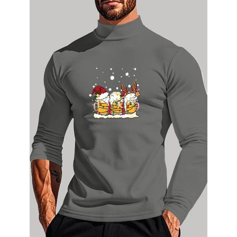 

Мягкий полиэстер, мужской лонгслив с воротником-стойкой, подходит для домашнего досуга XXL серый