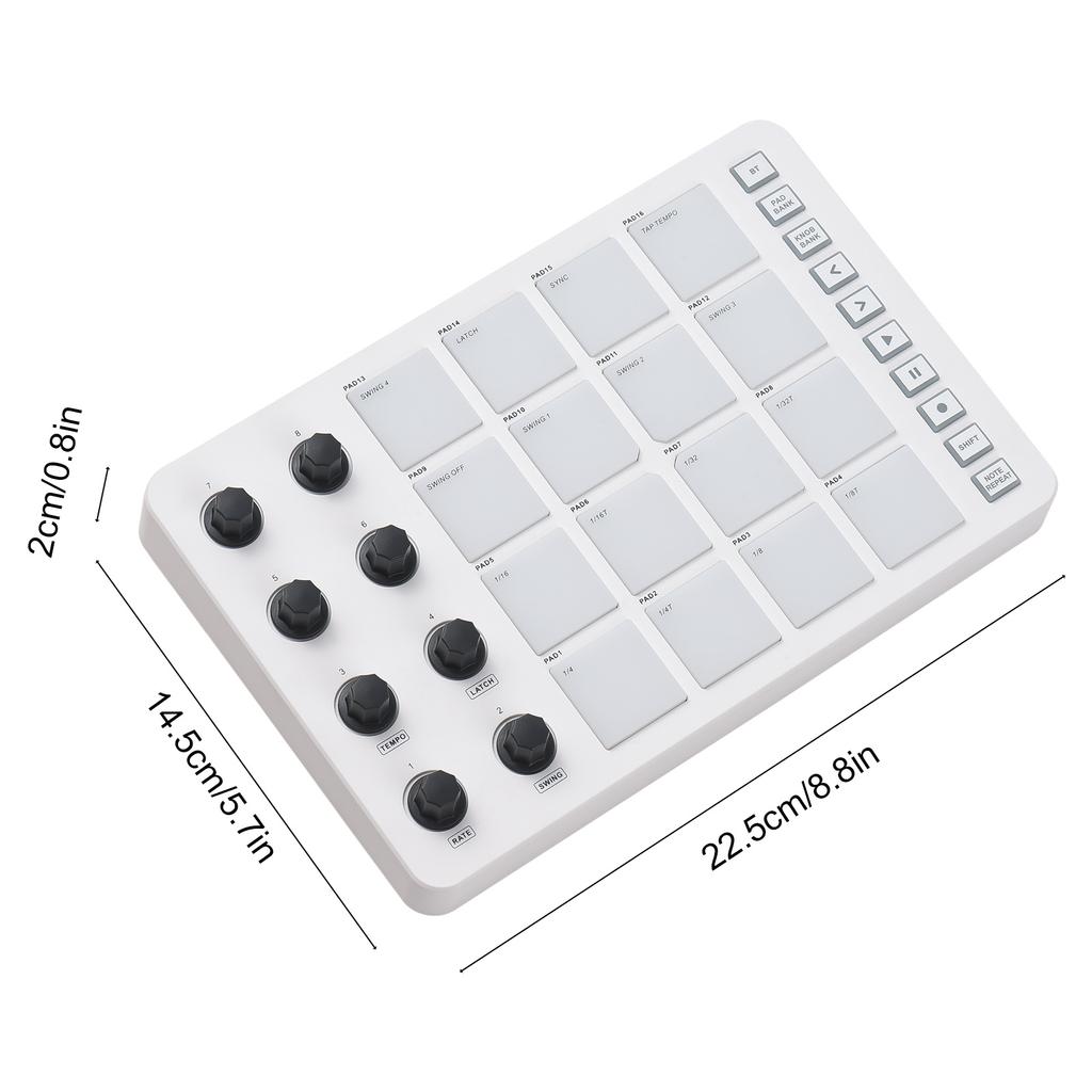 MIDI Controller Strike Pad RGB Backlight MIDI Keyboard BT Connection Low Latency 3.5mm Output Interface ith 16 Strike