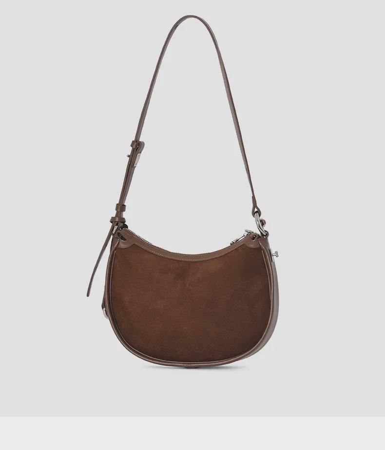 2025 Υψηλής Ποιότητας Ματ Δέρμα Μοσχαριού Τσάντα Ώμου Ημισελήνου - Ρετρό Ντιζάιν Νίχης