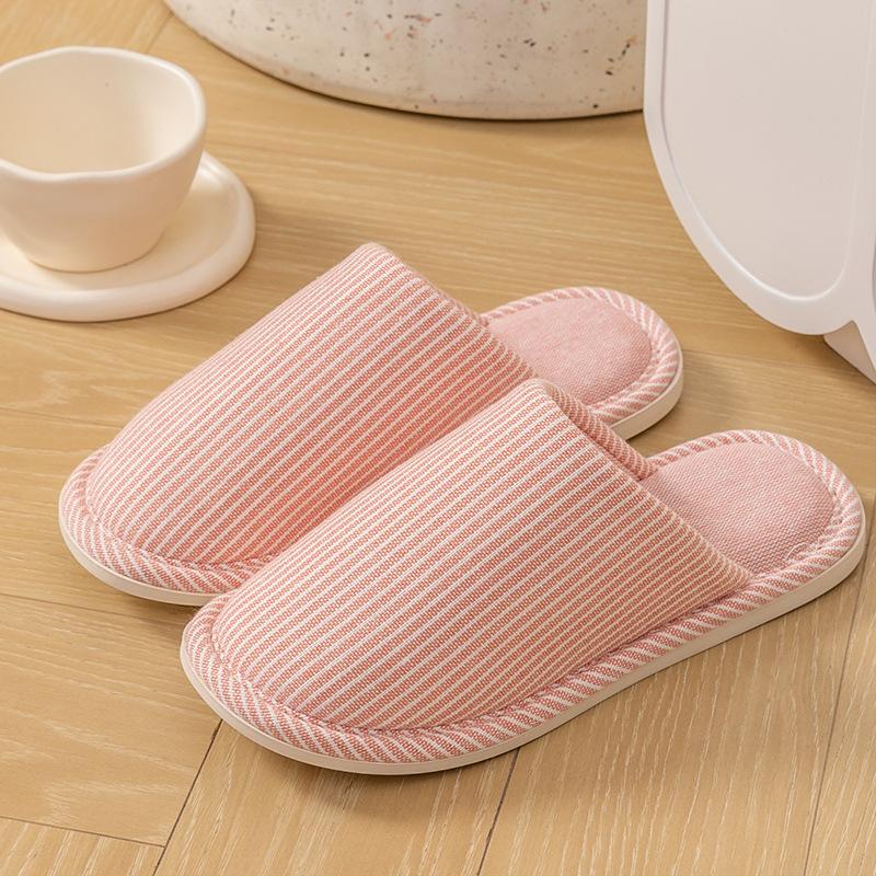 Japanese-style Home Cotton Slippers Women's Indoor Autumn and Winter Couples Home Non-slip Floor Soft-soled Slippers Men's Winter