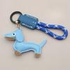 Custom Number Sausage Dog Leather Keychain Pendant Personalized Cartoon Keyring with Braid Rope Bag Car Key Ring