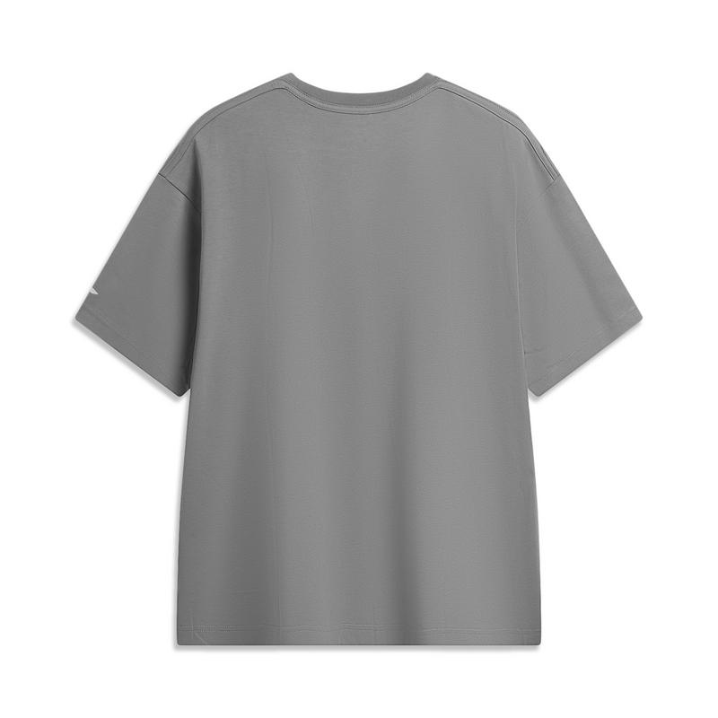 Li-Ning Outdoor CF Quick-Dry Cool Ice Feel Comfortable Loose Round Neck Short Sleeve T-Shirt Unisex Tops Asphalt-Gray ATSW045-7