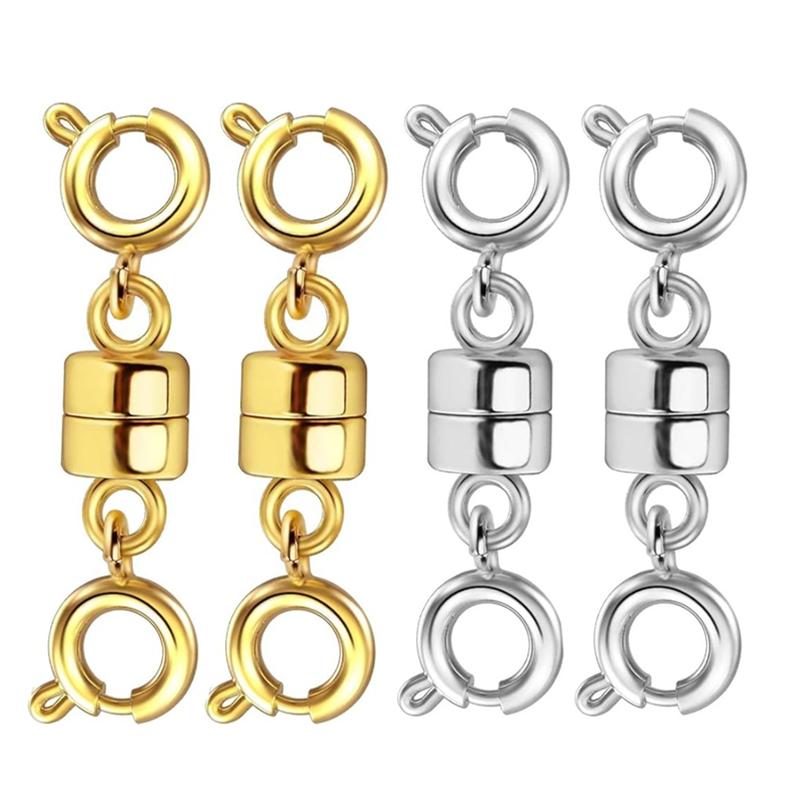 

1/2 шт. двойные магнитные застежки и застежки для ожерелья, позолоченные и посеребренные ювелирные застежки-конвертеры для браслетов и ожерелий-цепочек