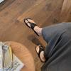 Grape Mother Has the Same Fashionable Metal Cover, Square Toes, Versatile Small Low Heels, Cool Slippers, Women's Vacation Beach Flip-flops.