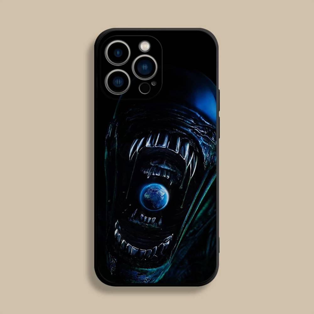 A-Alien E-Earth Phone Case For iPhone 17,16,15,14,13,12,Pro,Max,Plus,E,SE4,Air,Mini Black Soft Cover