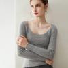Elegant 100% Cashmere U-Neck Knit Sweater for Women - Slim-Fit, Ribbed, Soft, and Smooth