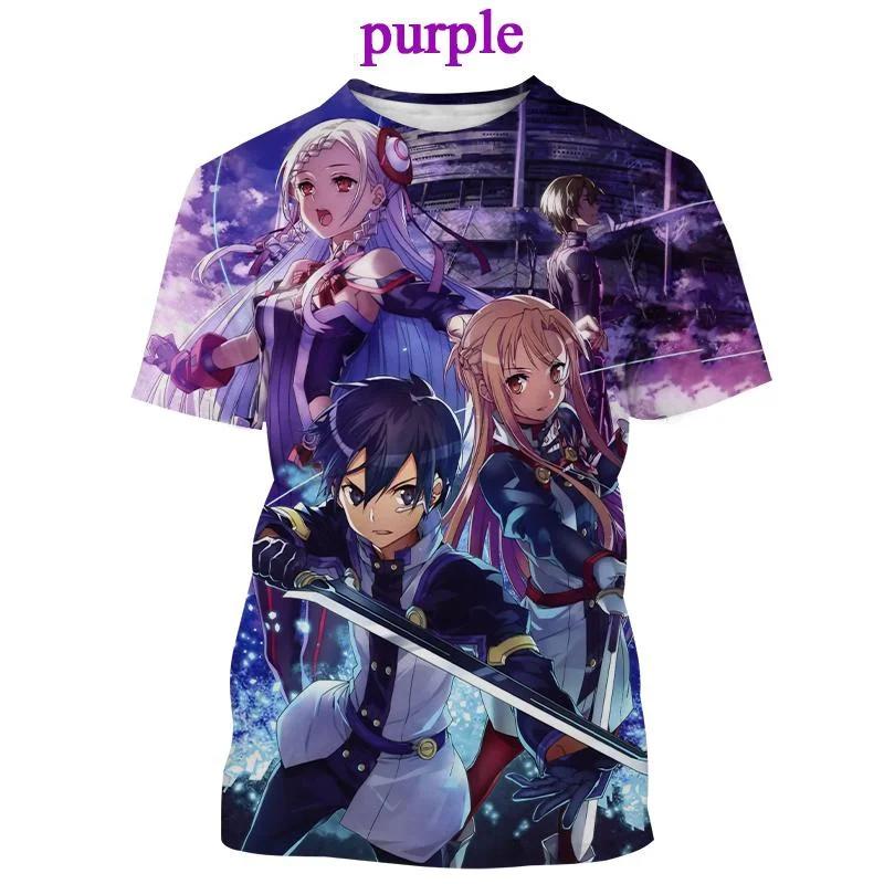 

Нова футболка Kirito and Yuuki Asuna Casual з короткими рукавами Sword Art Online, аніме, 3D-принт, модна футболка в стилі Harajuku 6XL