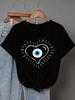 Unisexs Boho Nazar Amulet Tshirt Evil Eye Print Short Sleeve Tees Tops With Heart Design Graphic Y2k T Shirt Clothes Female 90s