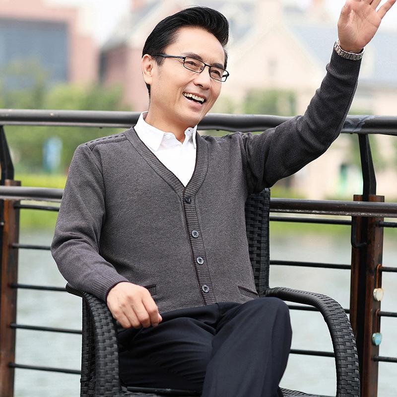 

Кардиган для мужчин среднего и пожилого возраста, свитер, утолщенный свитер на осень и зиму, куртка для дедушки, флисовый свитер, теплый наряд для папы M