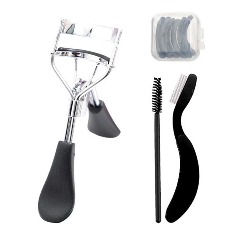 

Eyelash Curler Kit Eyelash Comb Seperator, Eyebrow Brush Curved Lashes Curler Silicone Refill Pads Eye Makeup Tool Set