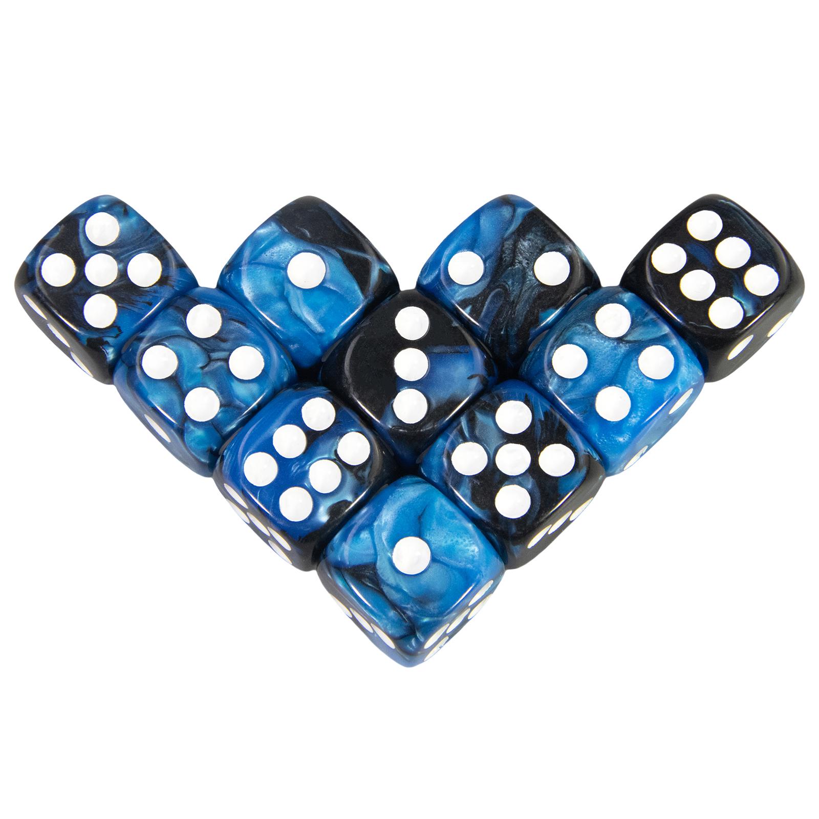 

Набор из 10 многогранных кубиков, 6 граней, D6 16 мм, для игр, реквизитов, аксессуаров для вечеринок, разноцветные кубики blue black-w
