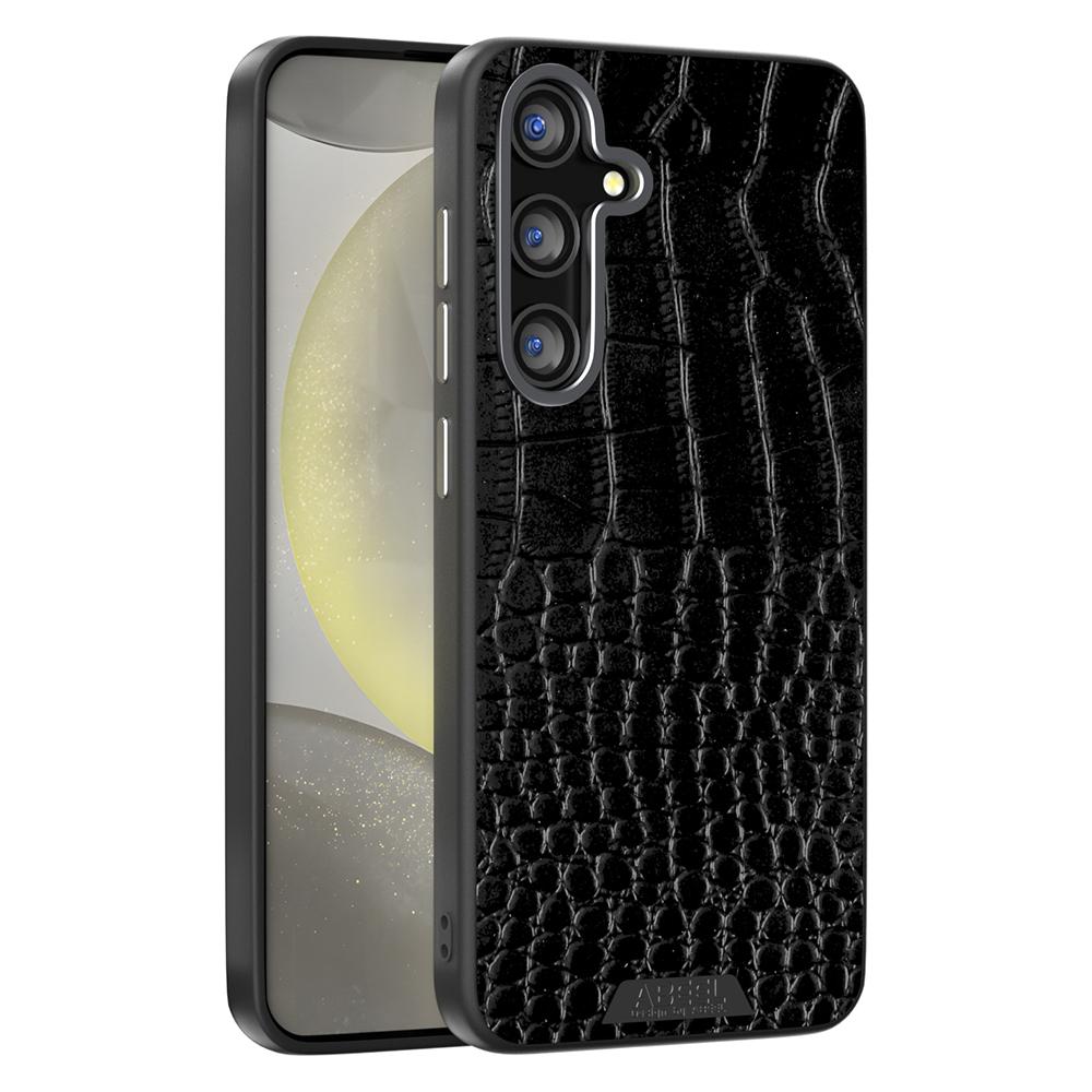 

ABEEL For Samsung Galaxy S24 FE Case Compatible with MagSafe Crocodile Texture Micro-Embossing Back Cover Black