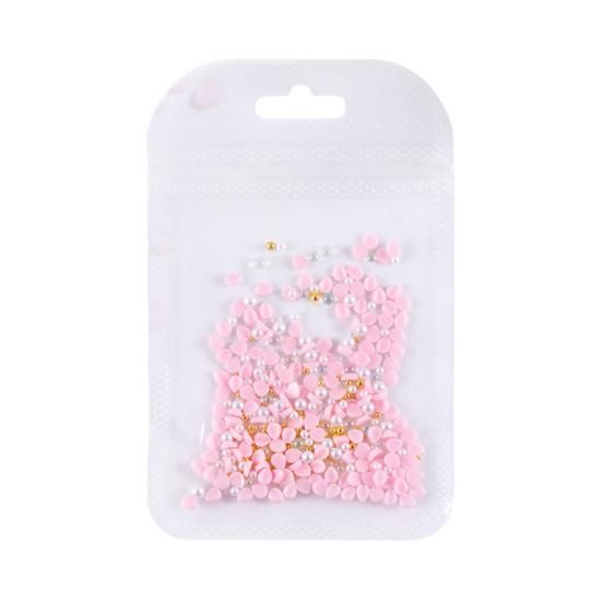 1 Set Flower Petal Nail Art Charm 3D Resin Floral Petal Golden Beads DIY