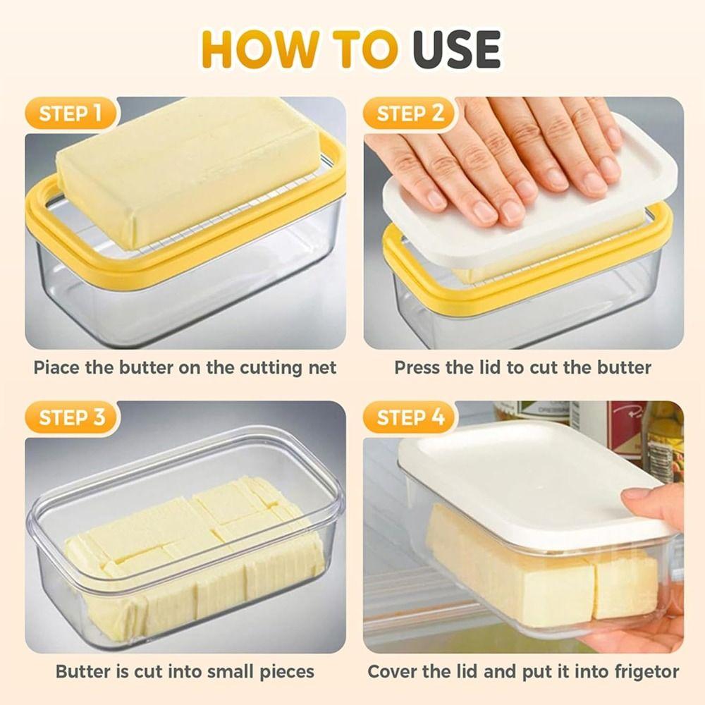 Easy Cutting Two Sticks Butter Butter Slicer Cutter with Lid Butter Box  for Fridge