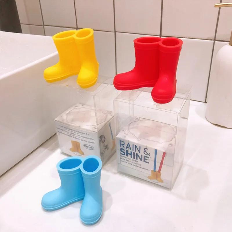 Creative Toothbrush Holder Rain Shoe Shape Storage Silicone Tooth Brush Dispenser Bathroom Organizer Accessories Tools