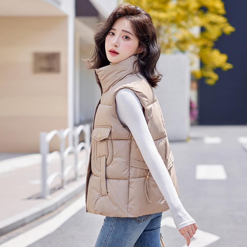 

Новая женская легкая куртка без рукавов со стойкой, высокого качества, однотонная, утолщенная, теплая, спортивная и повседневная, свободная хлопковая куртка XXL хаки