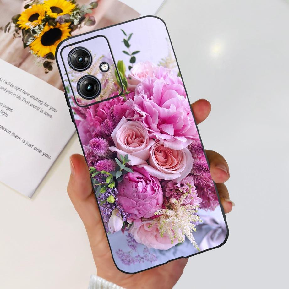 For Motorola Moto G54 5G Case Black Matte Liquid Silicone On Motorola G54 MotoG54 G 54 Soft Cover Leopard Print Coques Fundas