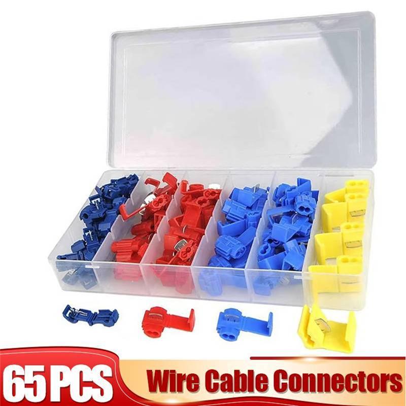 AT19-Lock Electric Wire Cable Connectors Quick Splice Terminals Crimp Non Destructive For Wire Car Boat Motorcycle 65Pcs