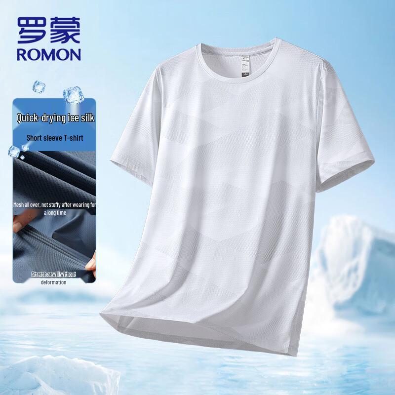 ROMON Men's Ice Silk Quick-Dry Round Neck T-Shirt