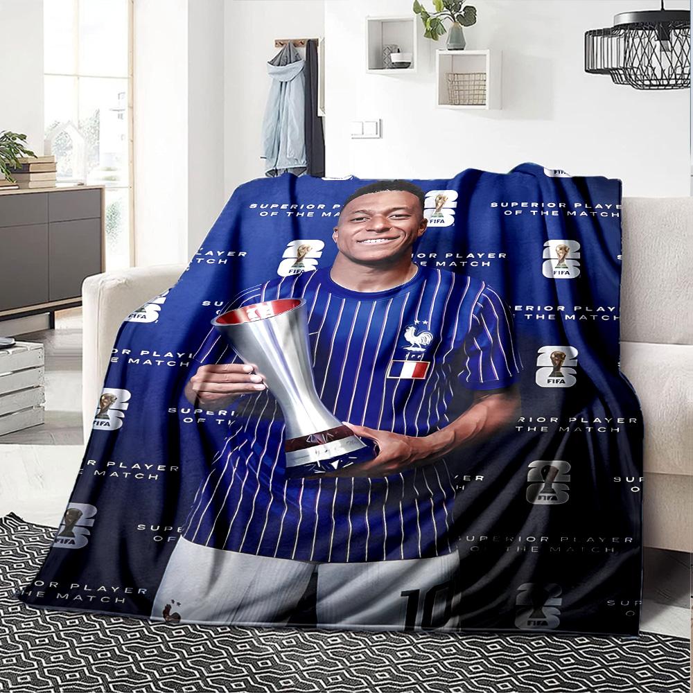 Mbappe Neon Poster Blanket Comfortable Great for Couch Office Chair Sofa All-Season Use Playful Design Gifts For Family Or Friends