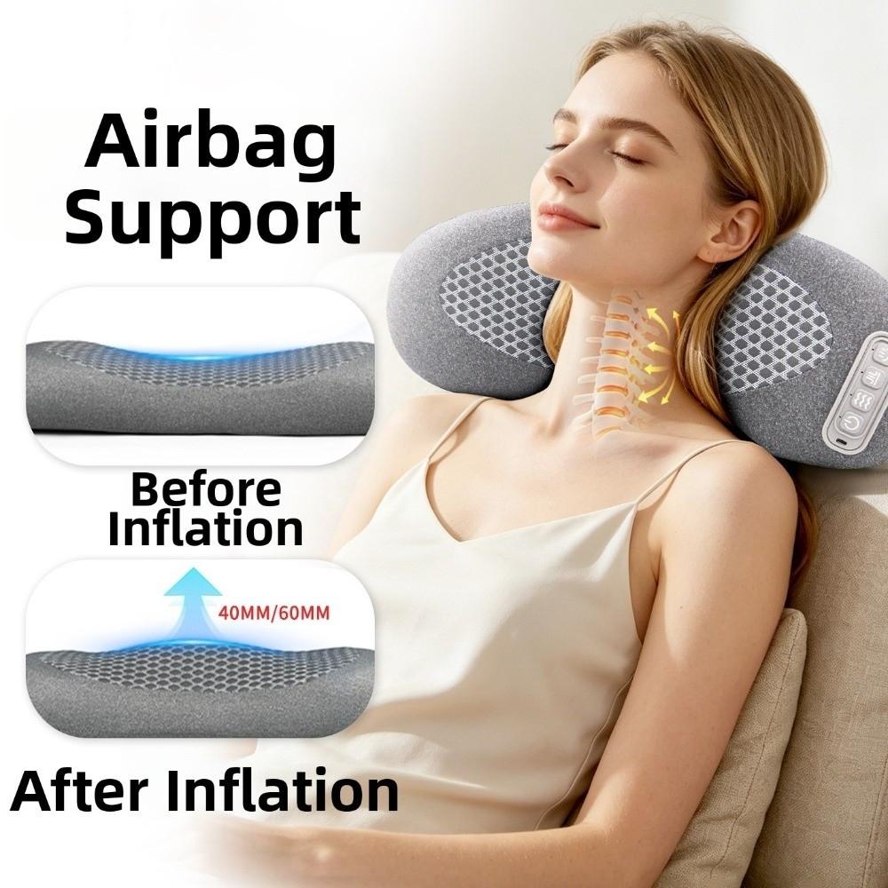 Hot Compress Neck Massager Pillow Breathable Lumbar Support Pillow Portable Travel Massager Office