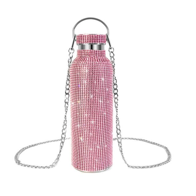 

Роскошная термос-бутылка Diamond с цепочкой, термокружка, чайник из нержавеющей стали, подарочная бутылка для девочек и женщин чёрный