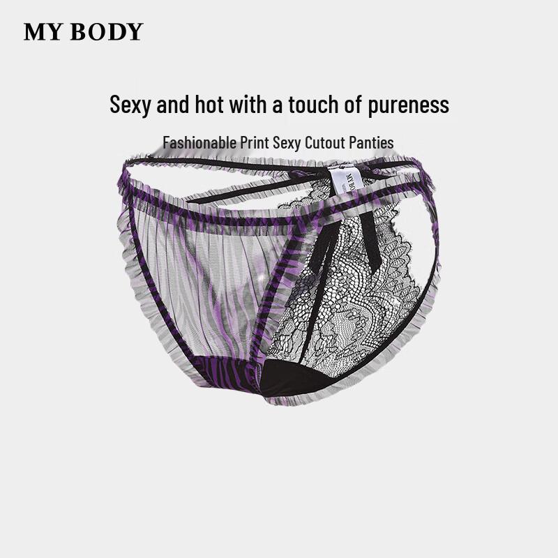 

Женские трусы-слипы с низкой посадкой из сетки с кружевом и принтом Mybody