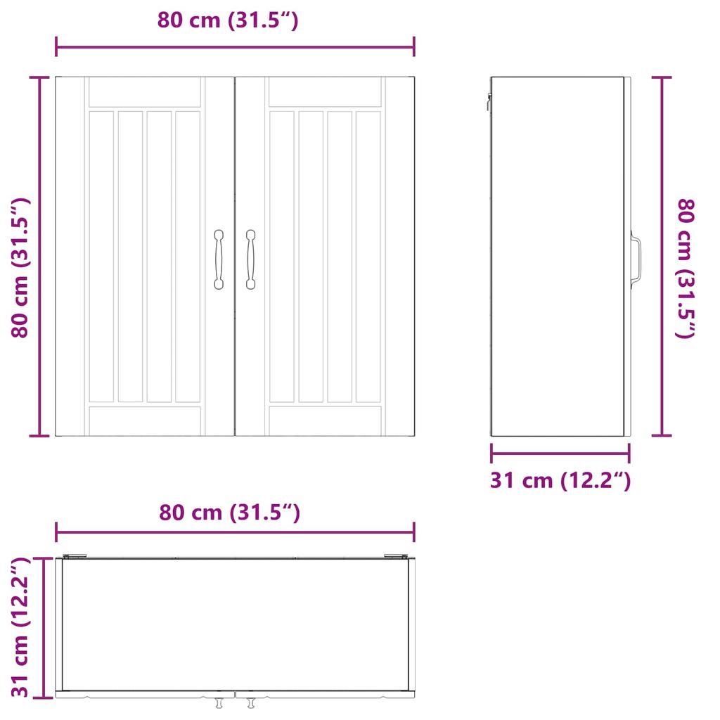 Wall Cabinet LUCCA White 80 X 31 X 80 Cm Particleboard