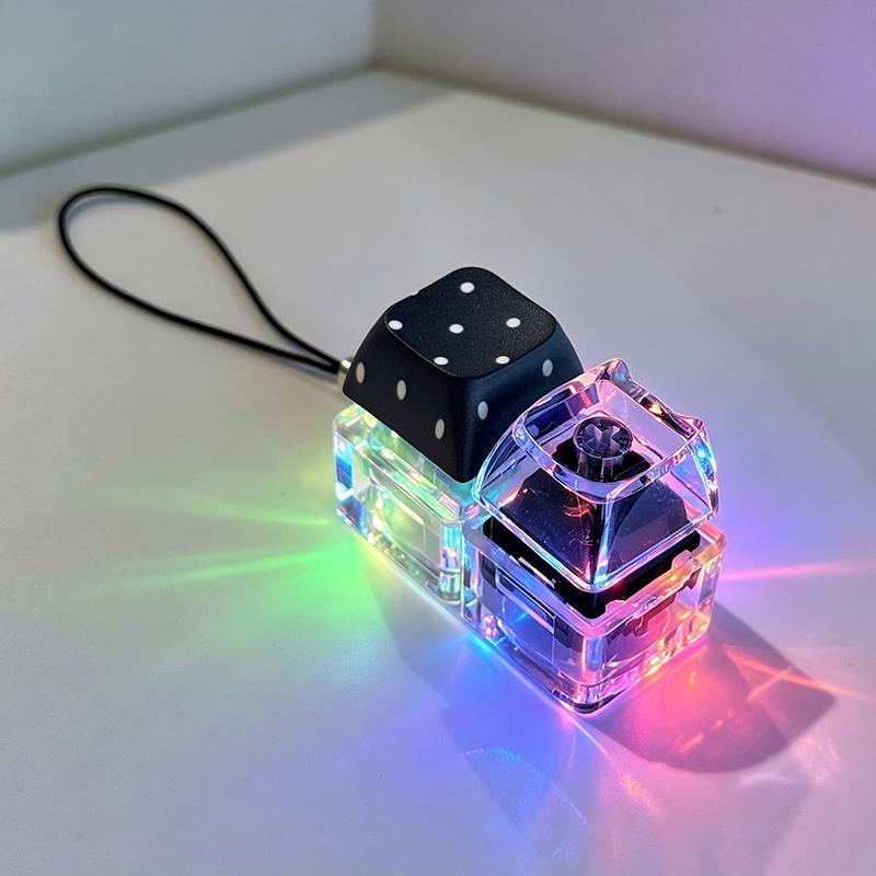 Glowing Keybopard Keychain 1-9 Key Keycap Keychain Press Button Keyring Stress Releasing Decompression Keyrings Bags Charms