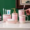 Ensemble de cinq pièces pour lavabo de salle de bain en céramique tasse à bain de bouche en céramique articles de salle de bain accessoires de salle de bain distributeur de savon distributeur de gobelets